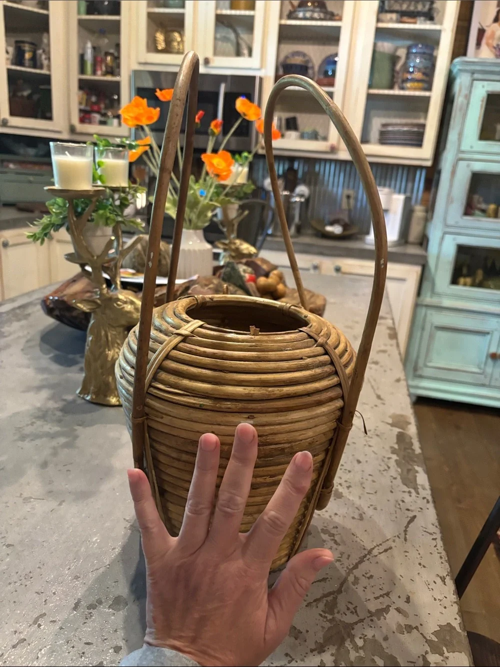 Woven Rattan Decorative Basket - Natural Brown